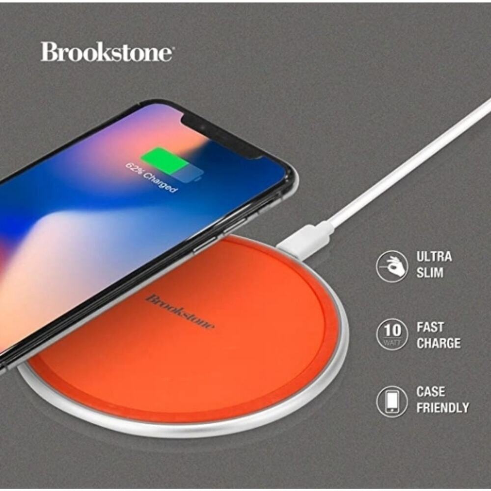 QI WIRELESS CHARGING PAD BY BROOKSTONE 10W ALUMINUM BASE